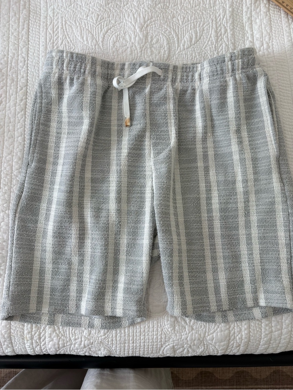 Men's Gray Striped Drawstring Shorts